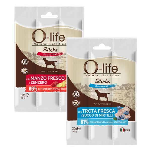 o-life sticks grain free snack per cani 3x10 gr immagine2