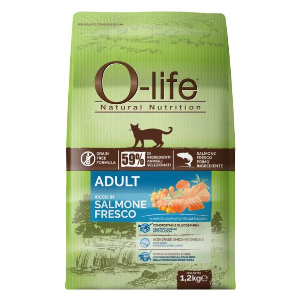 O-life Cat Adult Grain Free Salmone fresco - 1,2 Kg