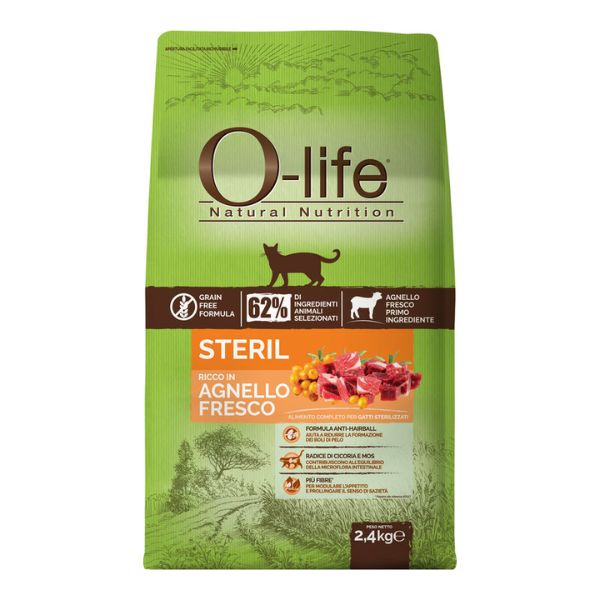 O-life Cat Sterilised Grain Free Agnello fresco - 2,4 Kg