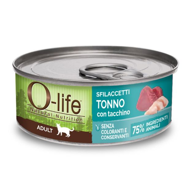 O-life Cat Adult Sfilaccetti 70 gr - Tonno e tacchino