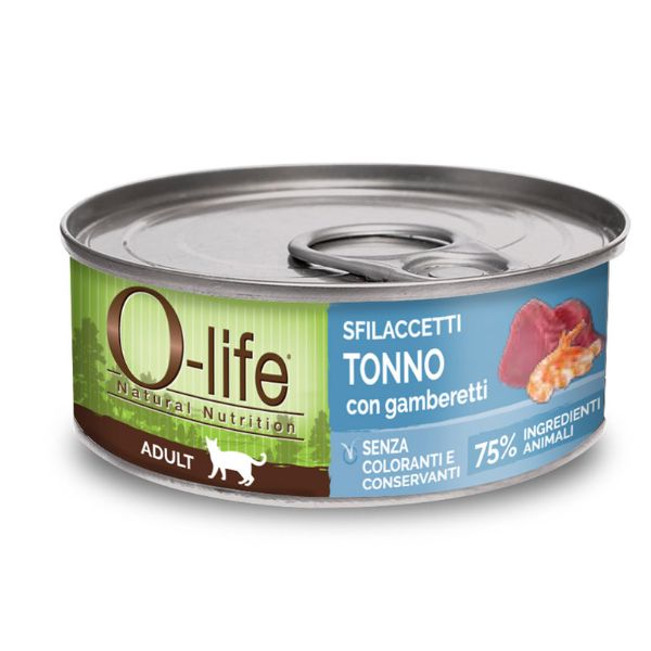 O-life Cat Adult Sfilaccetti 70 gr - Tonno e gamberetti