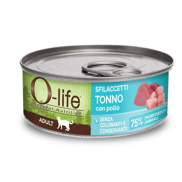 O-life Cat Adult Sfilaccetti 70 gr - Tonno e pollo