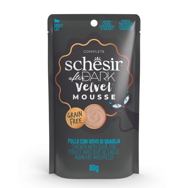 Schesir After Dark Cat Velvet Mousse Grain Free 80 g - Pollo con uovo di quaglia