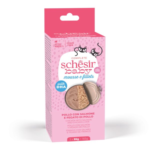 Schesir Baby Cat Mousse e Filetti Grain Free multipack 3x55 g
