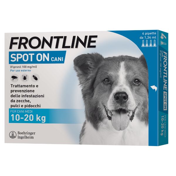 Frontline Spot On per cani  - 4 pipette per taglia media (10-20 kg)