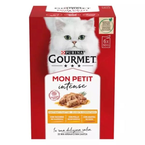 Purina Gourmet Mon Petite Intense multipack 6 x 50 g - tacchino - pollo - anatra