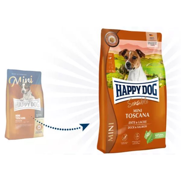 happy dog sensible mini toscana grain free pesce e anatra immagine6