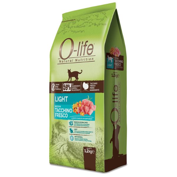 O-life Cat Light Grain Free Tacchino fresco - 1,2 Kg