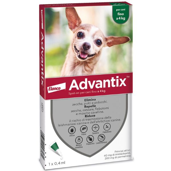Advantix antiparassitario Spot-On per cani - Cani fino a 4 kg  - 1 pipetta