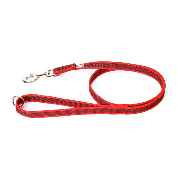 Guinzaglio con maniglia e anello "O" Color & Gray Super-Grip Julius-K9 - Rosso - 1,2 mt x 2 cm