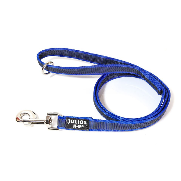Guinzaglio con maniglia e anello "O" Color & Gray Super-Grip Julius-K9 - Blu - 1,2 mt x 2 cm