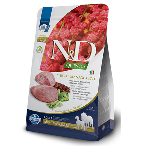 farmina n&d quinoa canine weight management adult medium/maxi agnello immagine3