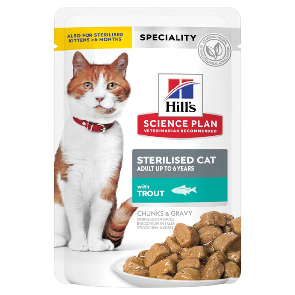 Hill's Science Plan Adult up to 6 years Sterilised Cat 85 gr - con Trota