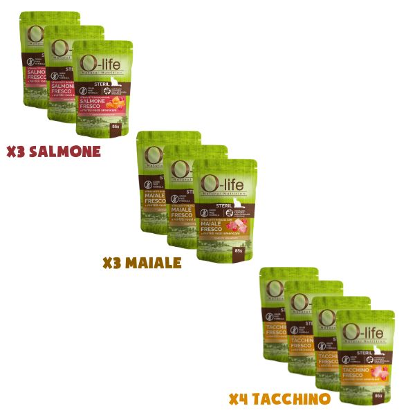 o-life cat sterilised grain free straccetti in salsa multipack 10x85 gr immagine3