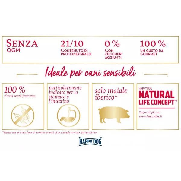 happy dog sensible medium/large andalucia grain free suino iberico e verdure immagine5