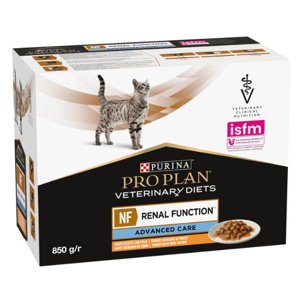 Purina Veterinary Diets NF Cat Renal Funcion Advanced Care Multipack - 10 pezzi da 85 gr - Pollo