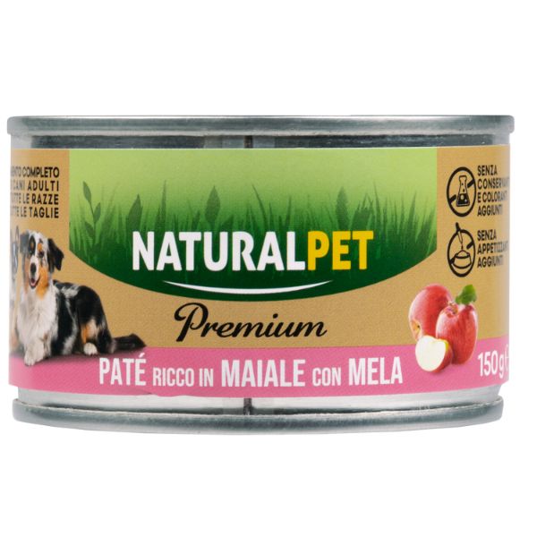 NaturalPet Premium Dog Adult Patè 150 gr - Maiale con mela