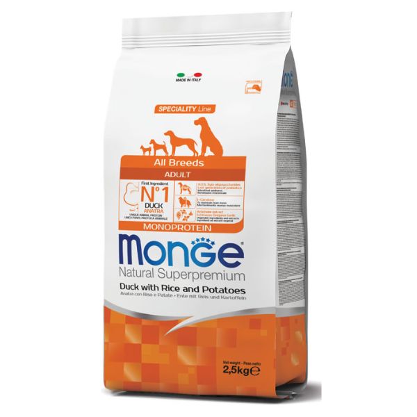 monge natural superpremium all breeds adult monoprotein anatra con riso e patate immagine2