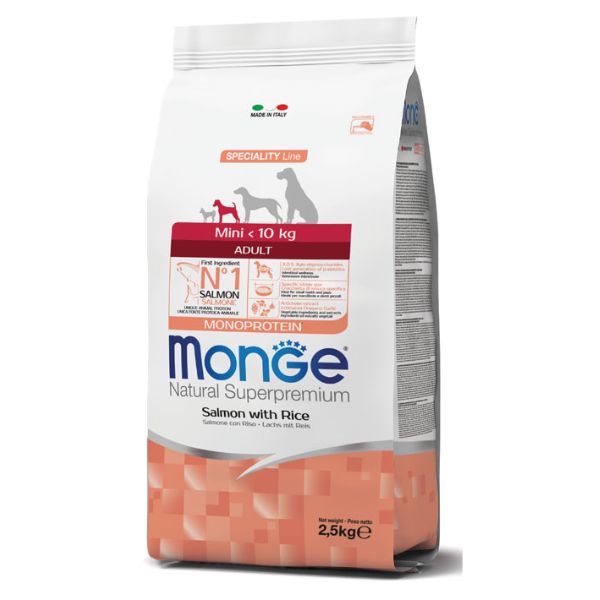 Monge Natural Superpremium All Breeds Adult Mini Monoprotein Salmone con Riso