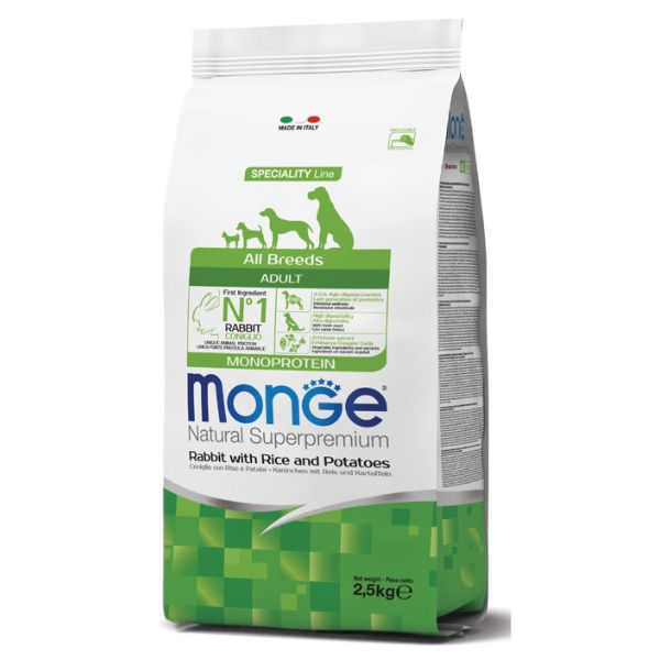 Monge Natural Superpremium All Breeds Adult Monoprotein Coniglio con Riso e Patate