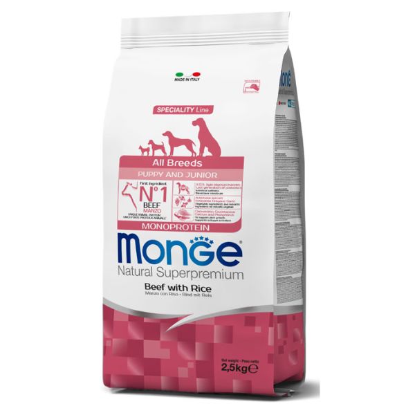 Monge Natural Superpremium All Breeds Puppy & Junior Monoprotein Manzo con Riso