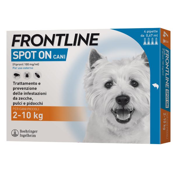 Frontline Spot On per cani  - 4 pipette per taglia piccola (2-10 kg)