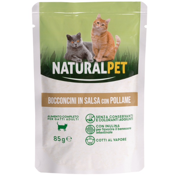 NaturalPet Cat Adult Bocconcini in salsa 85 gr - Pollo