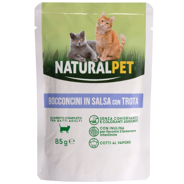 NaturalPet Cat Adult Bocconcini in salsa 85 gr - Trota