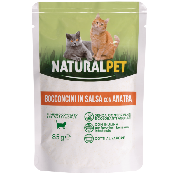 NaturalPet Cat Adult Bocconcini in salsa 85 gr - Anatra