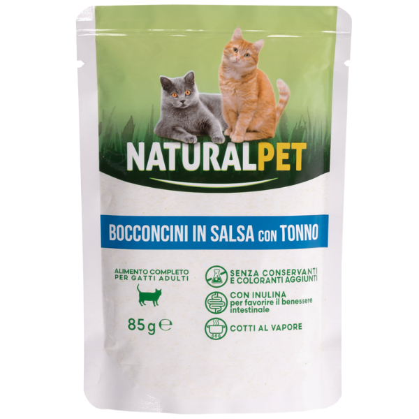 NaturalPet Cat Adult Bocconcini in salsa 85 gr - Tonno