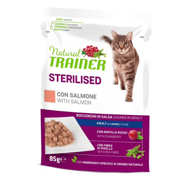Natural Trainer Adult Sterilised Bocconcini in salsa 85 gr - Salmone