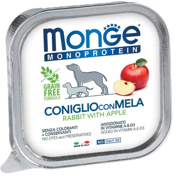 Monge Monoprotein Patè Adult Grain Free 150 gr - Coniglio e Mela
