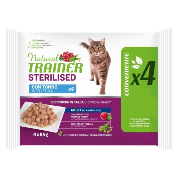 Natural Trainer Cat Sterilised multipack 4 x 85 gr - Tonno