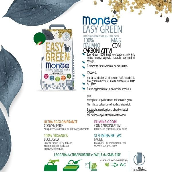 lettiera vegetale monge easy green con carboni attivi immagine2