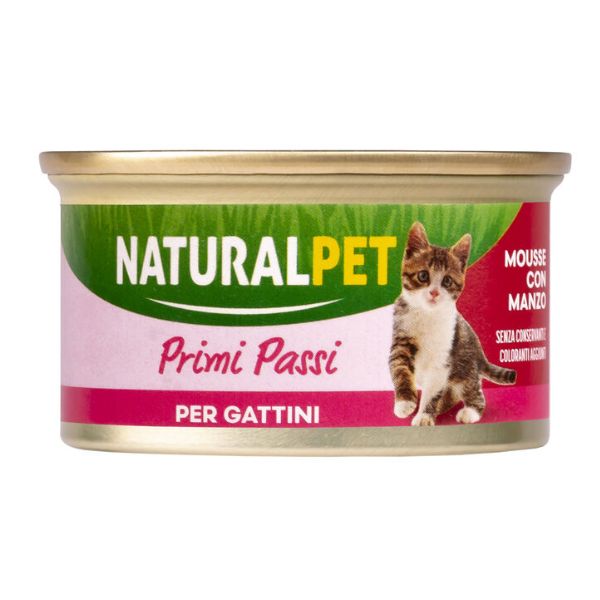 NaturalPet Cat Kitten Primi Passi Mousse 85 gr  - Manzo