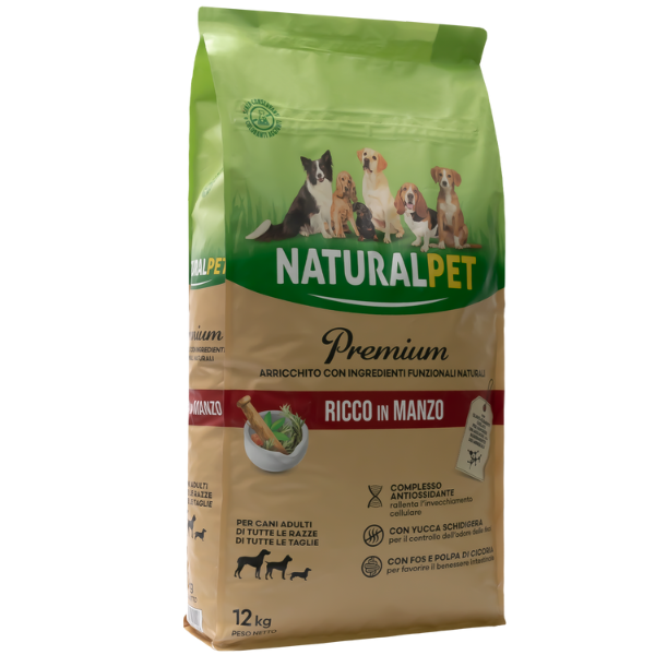 NaturalPet Premium Adult All Breeds Manzo - 12 Kg