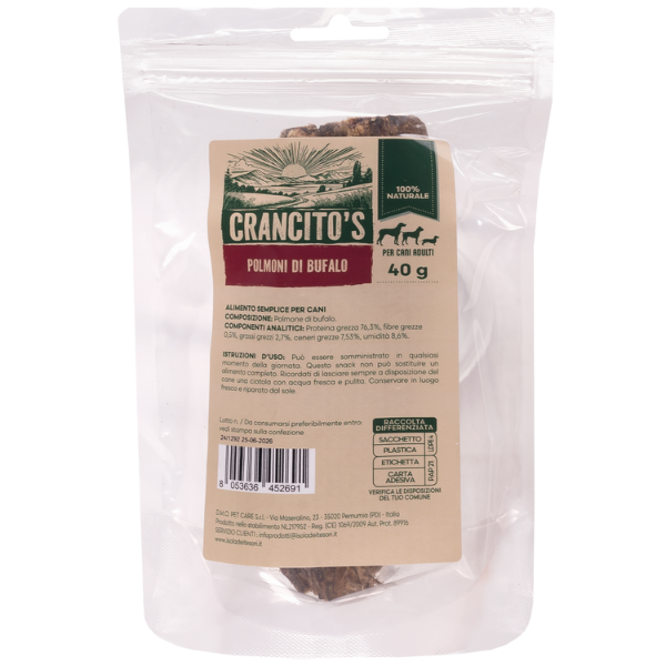 Crancito's snack naturale Dog Adult Polmone di bufalo
