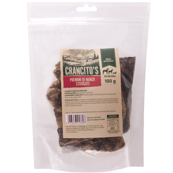 crancito's snack naturale dog adult polmone di manzo immagine2