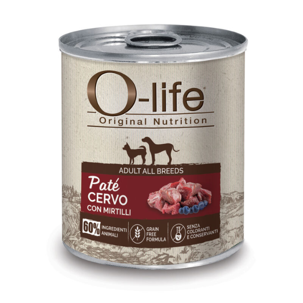 O-life Adult Grain Free Patè 400 gr - Cervo con mirtilli