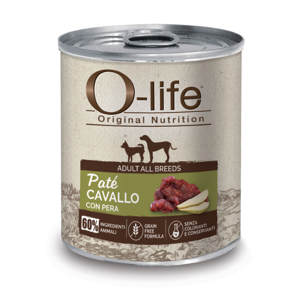O-life Adult Grain Free Patè 400 gr - Cavallo con pera