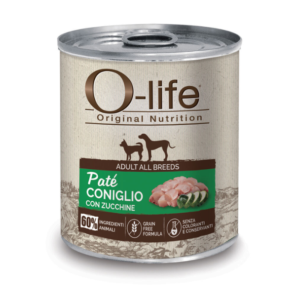 O-life Adult Grain Free Patè 400 gr - Coniglio con zucchine