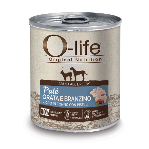 O-life Adult Grain Free Patè 400 gr - Orata e branzino con tonno e piselli