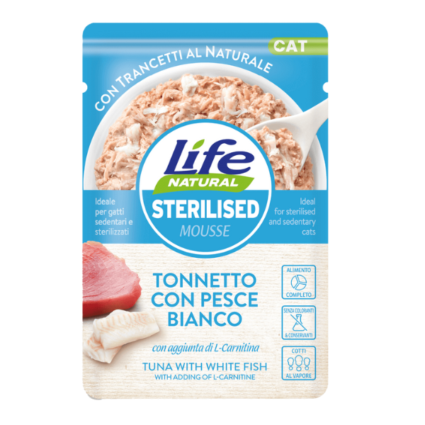 Life Cat Natural Sterilised Bustine 70 gr - Tonnetto con pesce bianco