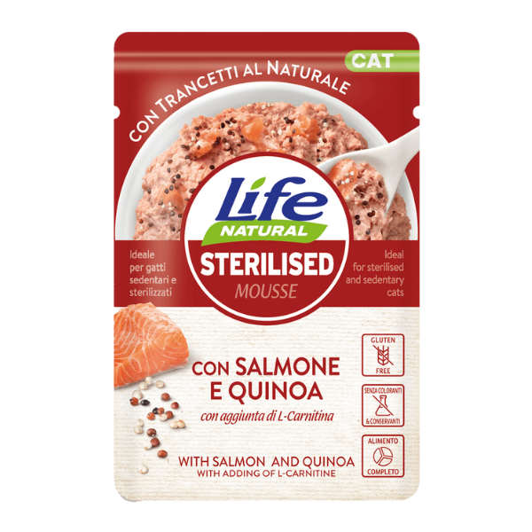 Life Cat Natural Sterilised Bustine 70 gr - Salmone e quinoa