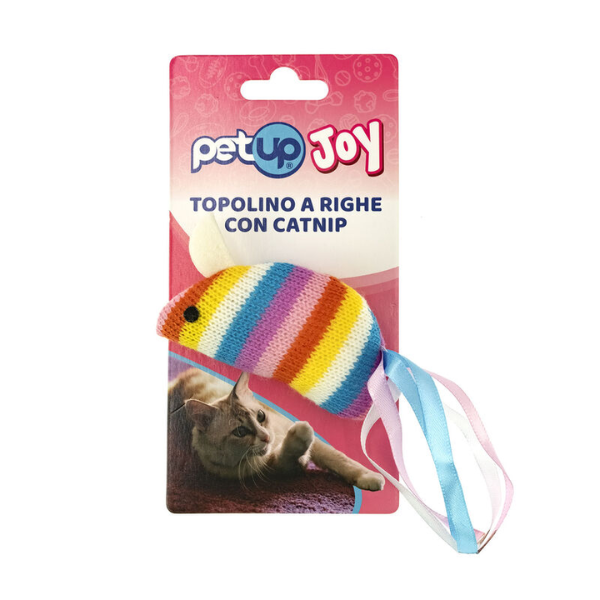 Gioco con erba gatta per gatti in tessuto PetUp Joy - Topolino 8 cm 
