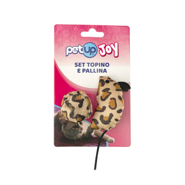 Gioco per gatti Topolino PetUp Joy - Set topino e pallina animalier