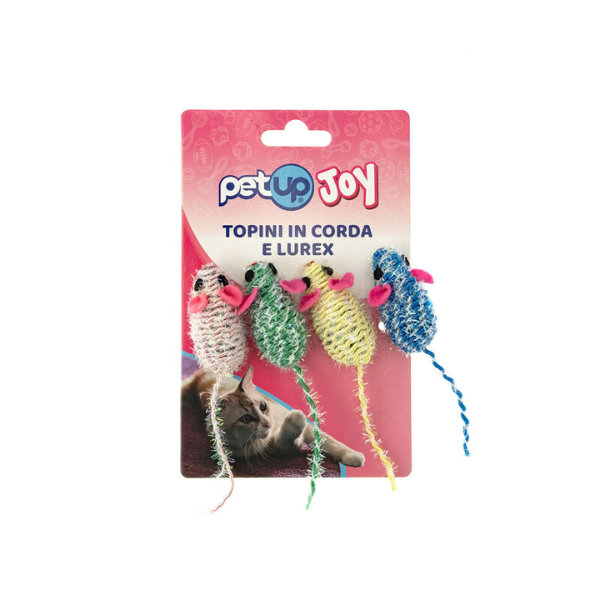Gioco per gatti Topolino PetUp Joy - Set da 4 pz da 5 cm in corda