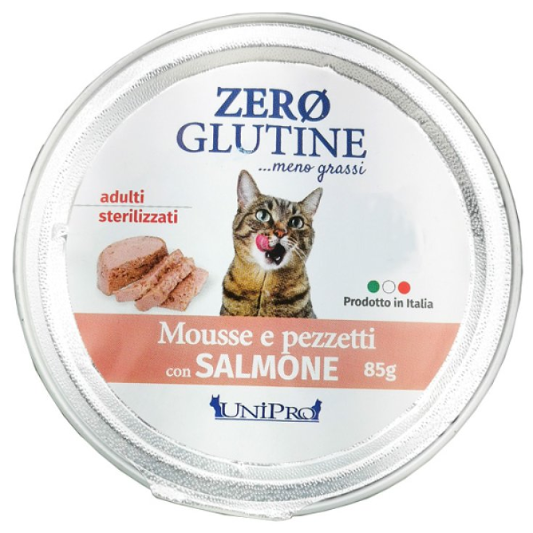 Unipro Zero glutine Mosse e pezzetti Cat Adult 85 gr - Salmone
