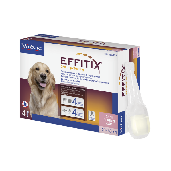 Virbac Effitix Spot-On Cani  - 4 pipette per taglia grande (20-40 Kg)