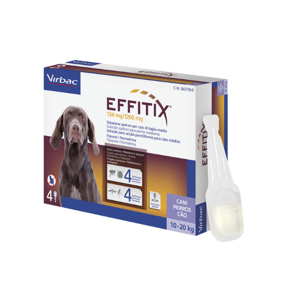 Virbac Effitix Spot-On Cani  - 4 pipette per taglia media (10-20 kg)